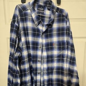 Chaps Navy and White Plaid Casual Shirt